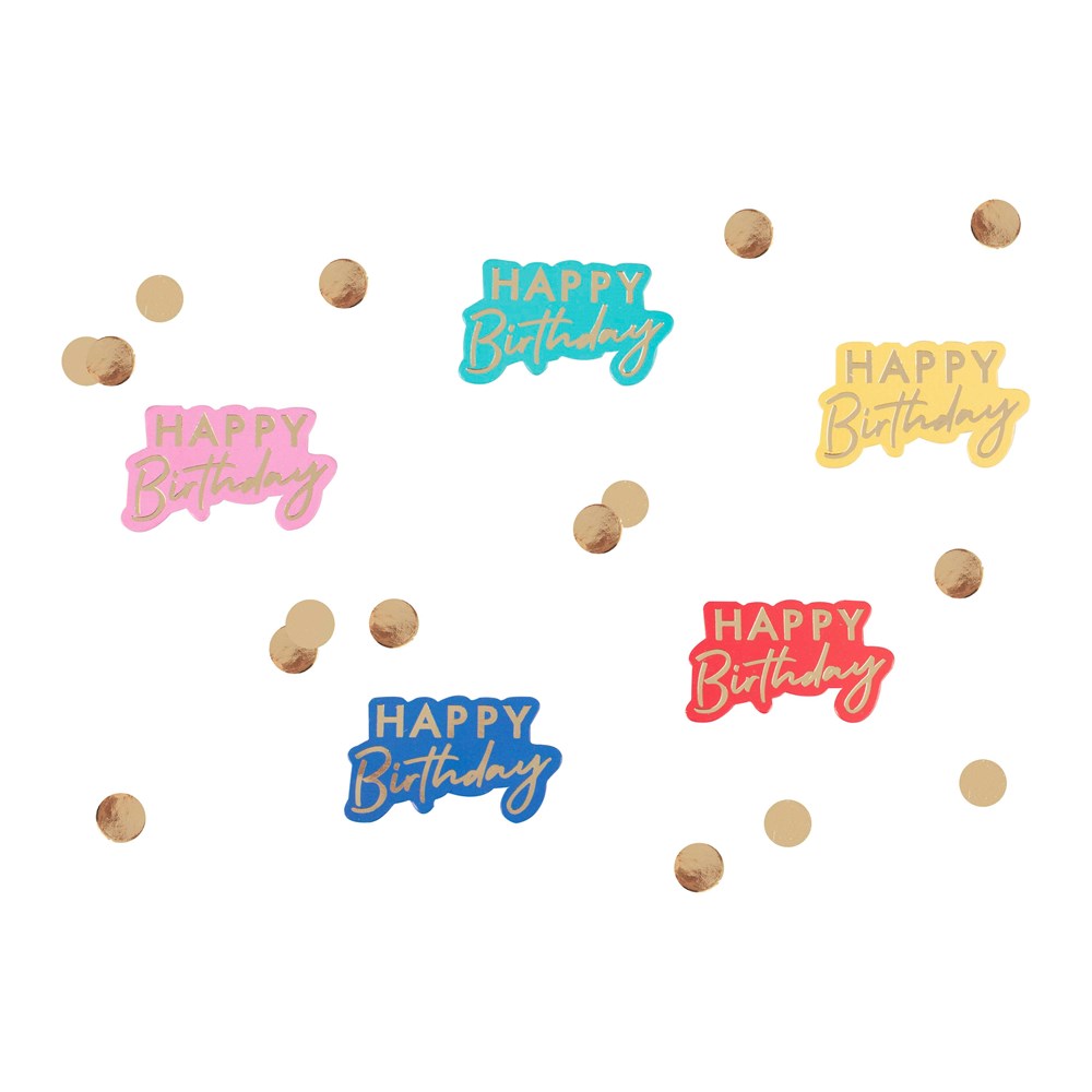 Ginger Ray Mix It Up Happy Birthday Multi Colored Gold Foiled Confetti