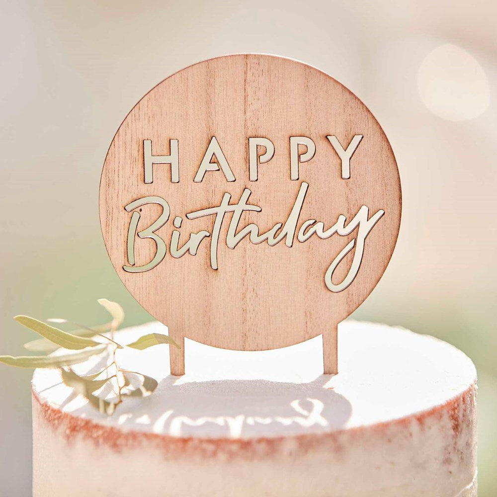 Ginger Ray Mix It Up Happy Birthday Wooden Cake Topper
