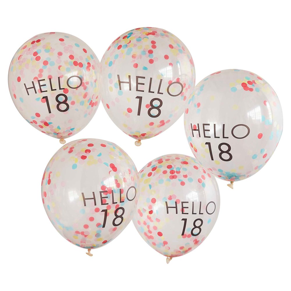 Ginger RAy Mix It Up Hello 18 with Bright Confetti Balloon Bundle (5PK)
