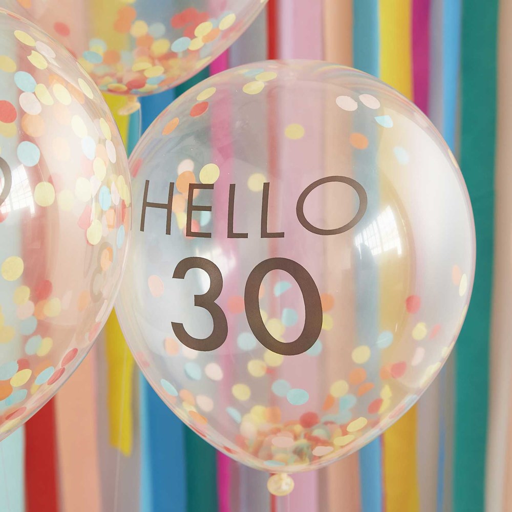Ginger ray Mix It Up Hello 30 with Bright Confetti Balloon Bundle (5PK)