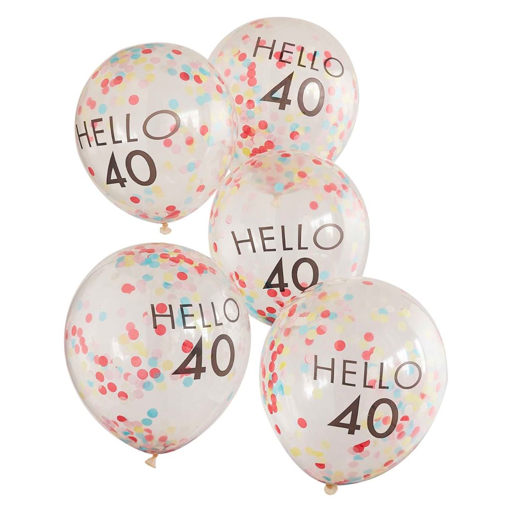 Ginger ray Mix It Up Hello 40 with Bright Confetti Balloon Bundle (5PK)