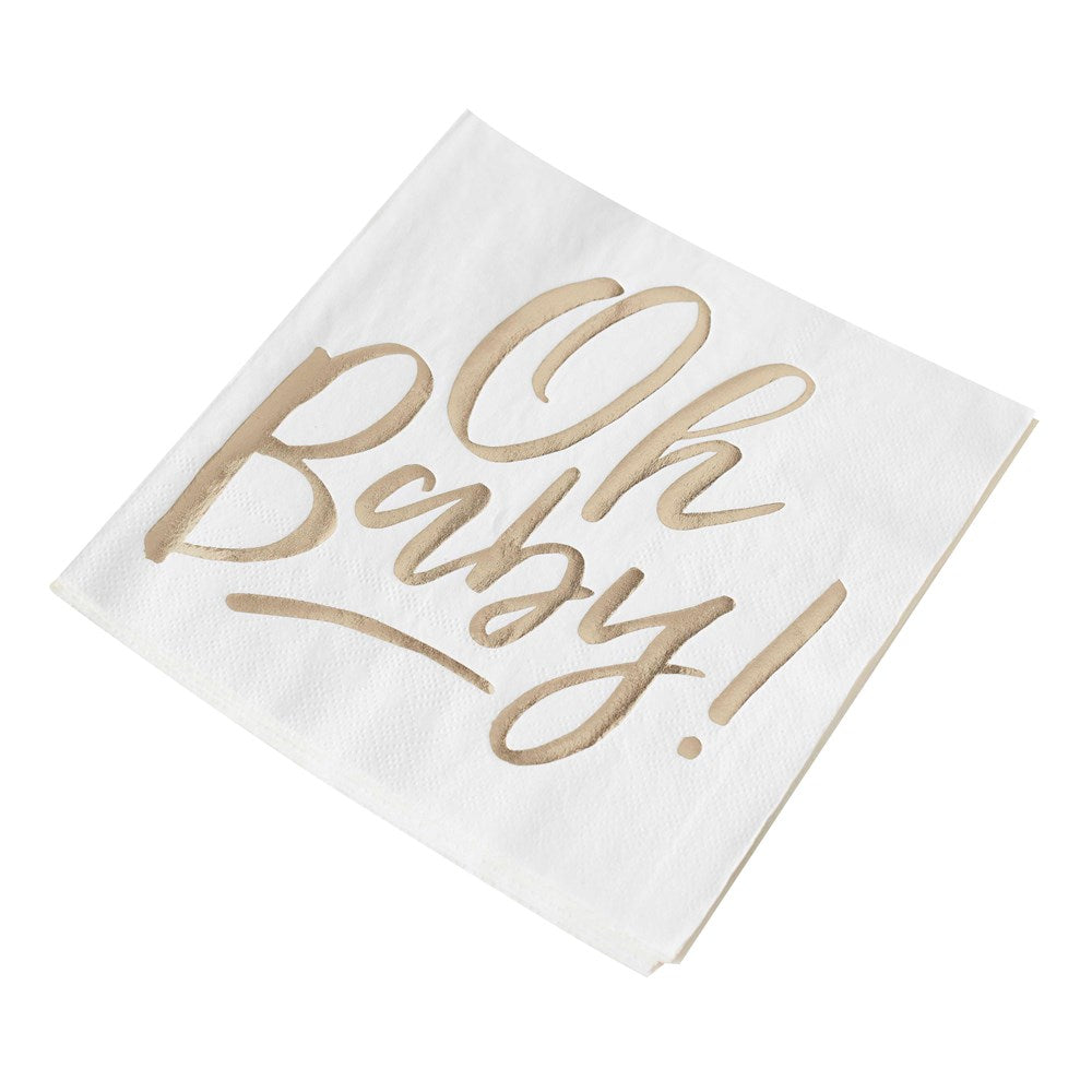 Ginger Ray OH Baby! Gold Napkins (PK16)