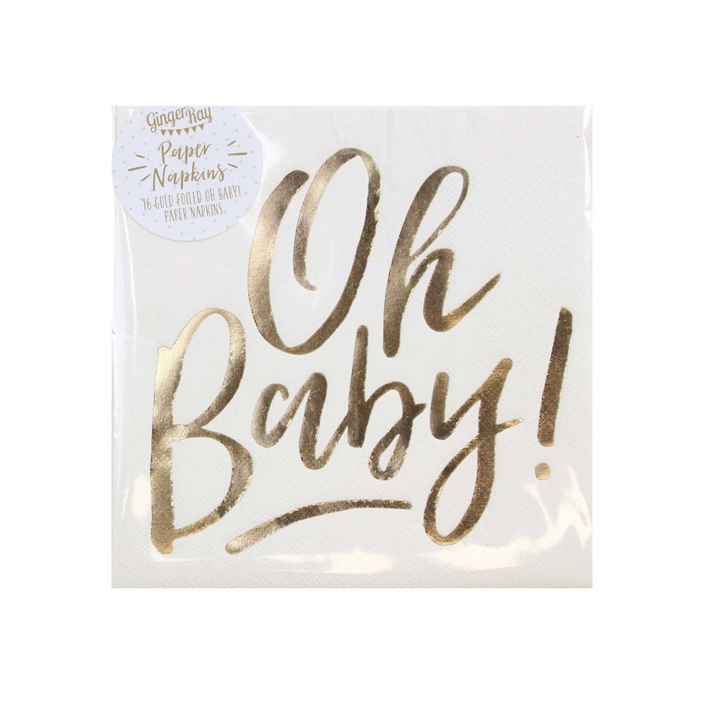 Ginger Ray OH Baby! Gold Napkins (PK16)