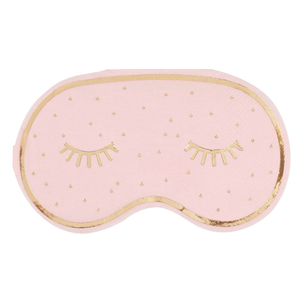 Ginger Ray Pamper Party Gold Foiled and Pink Eye Mask Shaped Napkins (PK16)