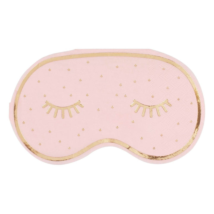 Ginger Ray Pamper Party Gold Foiled and Pink Eye Mask Shaped Napkins (PK16)