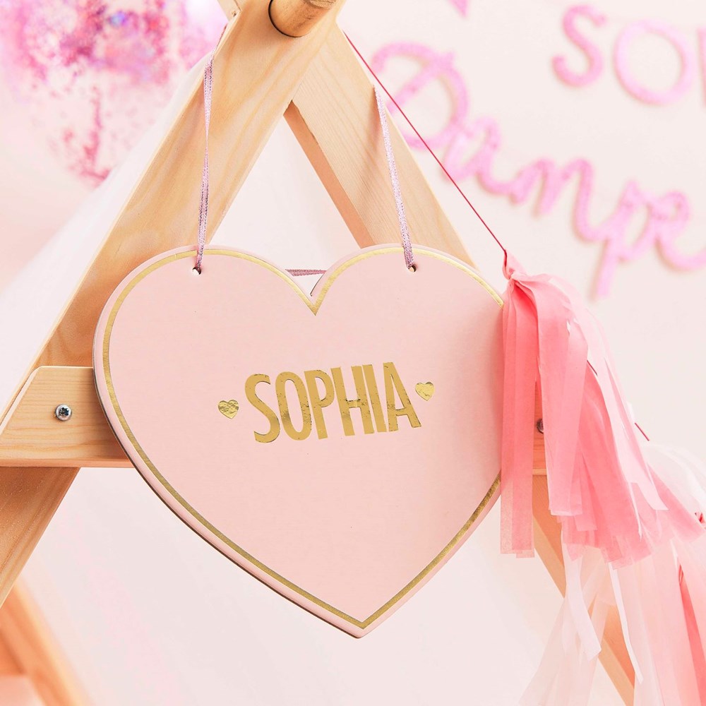 Ginger Ray Pamper Party Customisable Pink Heart Name Sign (PC4)