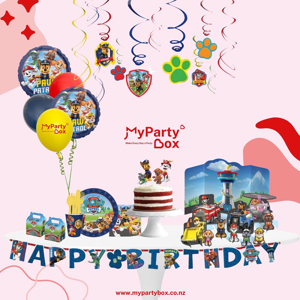 My Party Box Paw Patrol Party Supplies Package with assorted Paw patrol theme party supplies