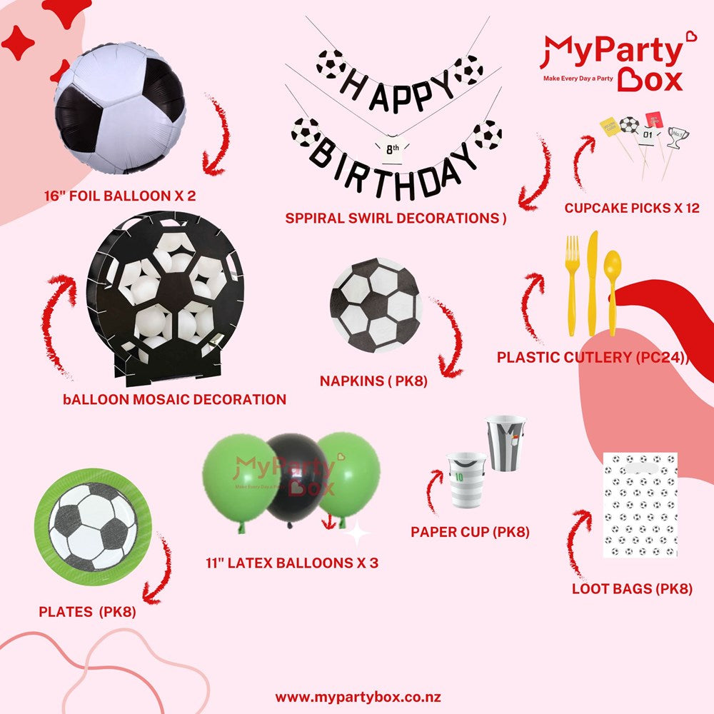 My Party Box Football Party Box  with assorted football theme party ware
