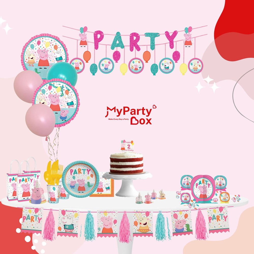 My Party Box Peppa Pig Party Box with assorted Peppa Pig theme Party supplies