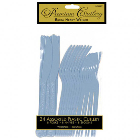 Amscan Pastel Blue Plastic Cutlery 24PC