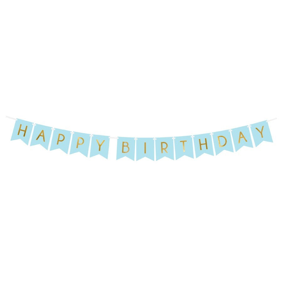 Party Decor Happy Birthday Banner - Light Blue