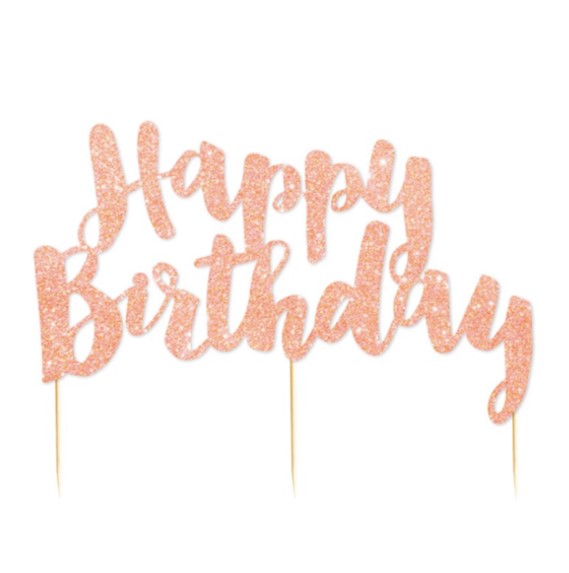 Illume Happy Birthday Rose Gold Glitter Cake Topper
