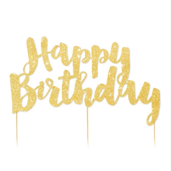 Illume Happy Birthday Gold Gillter Cake Topper