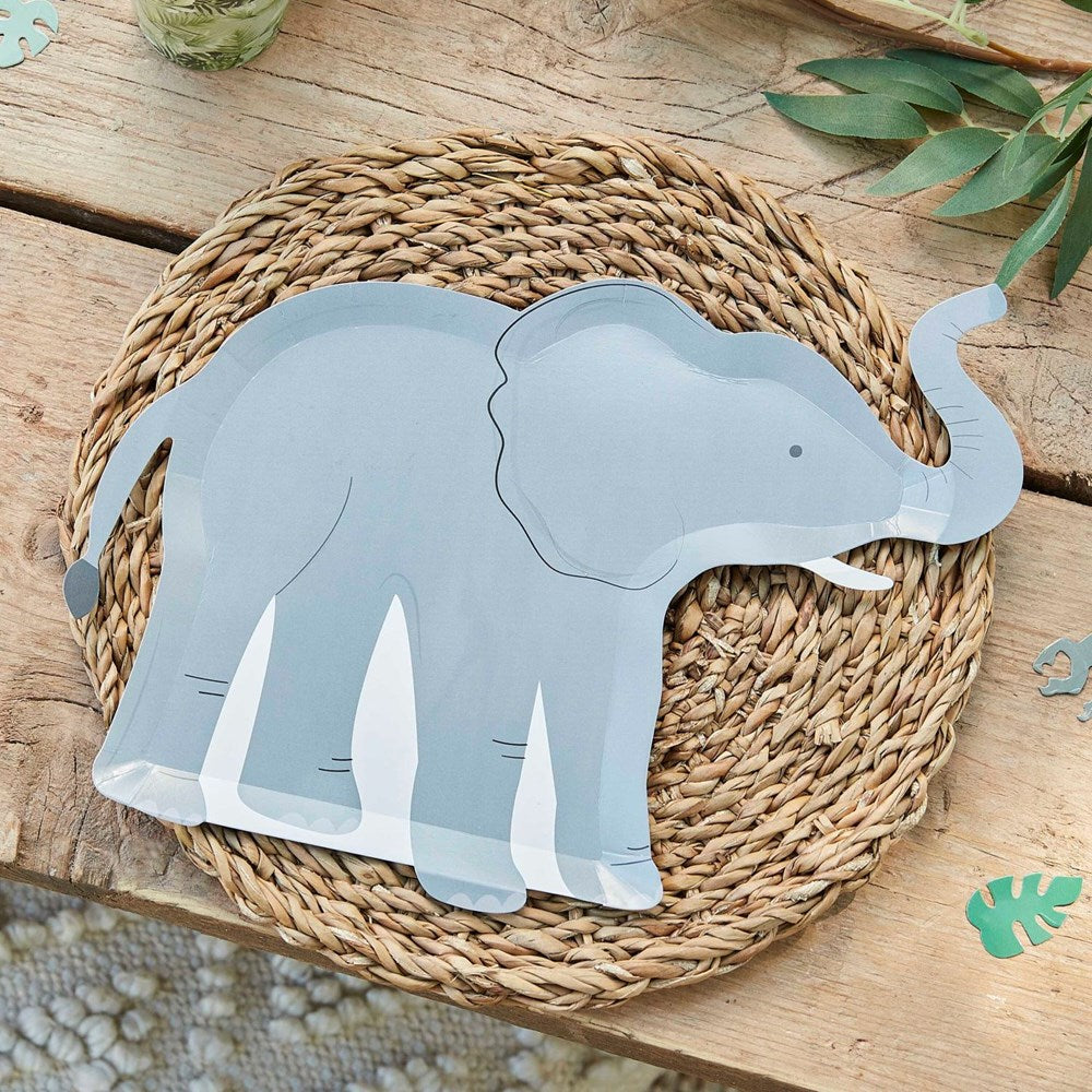 Ginger Ray Wild Jungle Elephant Shaded Paper Plates (PK8)