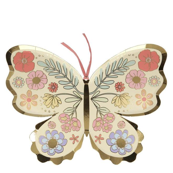 MeriMeri Floral Butterfly Plates (PK8)