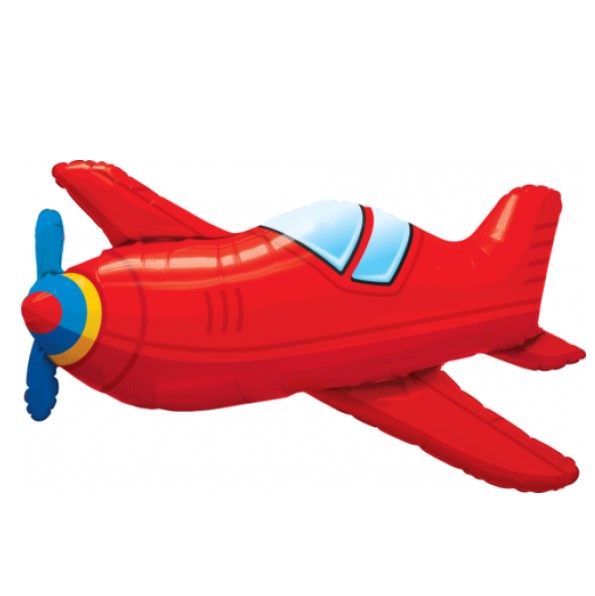 Red Vintage Airplane Shaped Foil Balloon