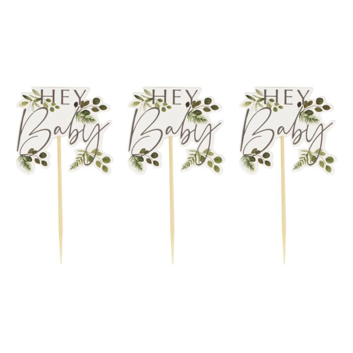 Ginger Ray Botanical Hey Baby Cupcake Toppers 