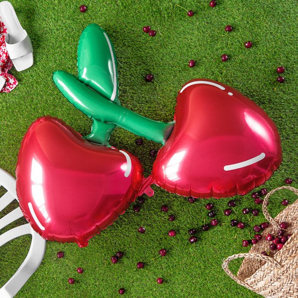 Party Decor Cherry Shape Foil Balloon on grass floor
