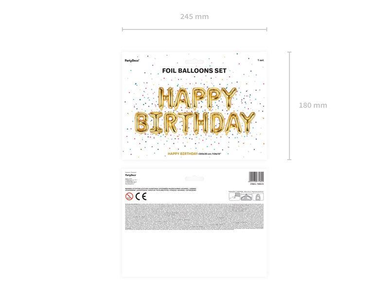 Gold Happy Birthday Foil Balloon package
