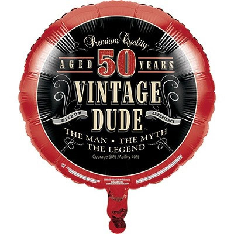 Vintage Dude 50th Birthday Foil Balloon