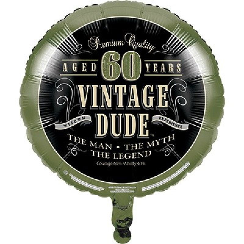 Vintage Dude 60th Birthday Foil Balloon