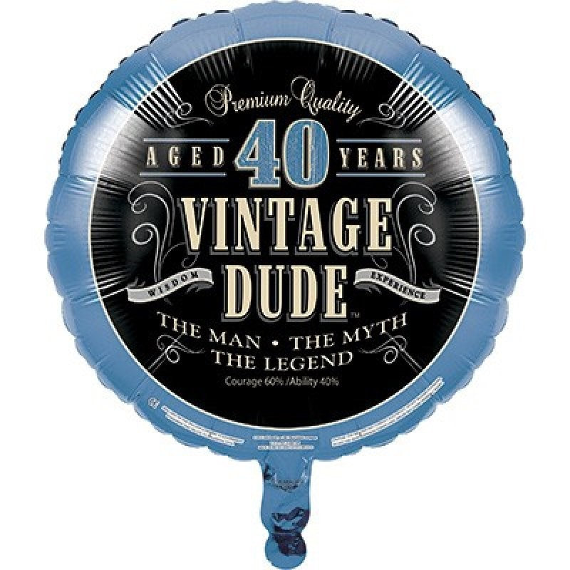 Vintage Dude 40th Birthday Foil Balloon