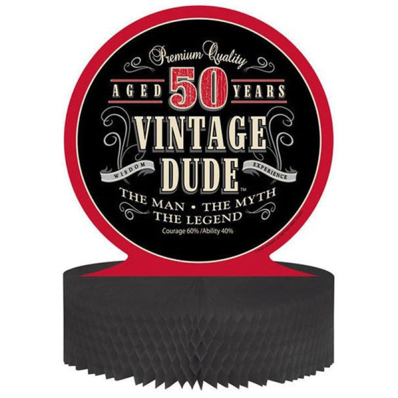 Vintage Dude 50th Birthday Centerpiece Honeycomb