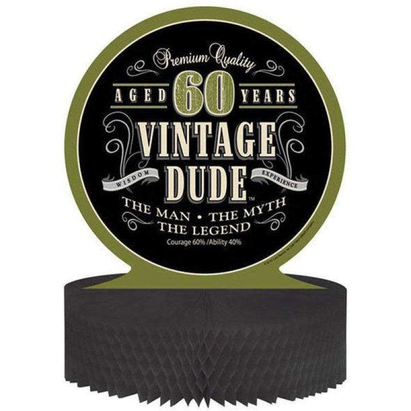 Vintage Dude 60th Birthday Centerpiece Honeycomb