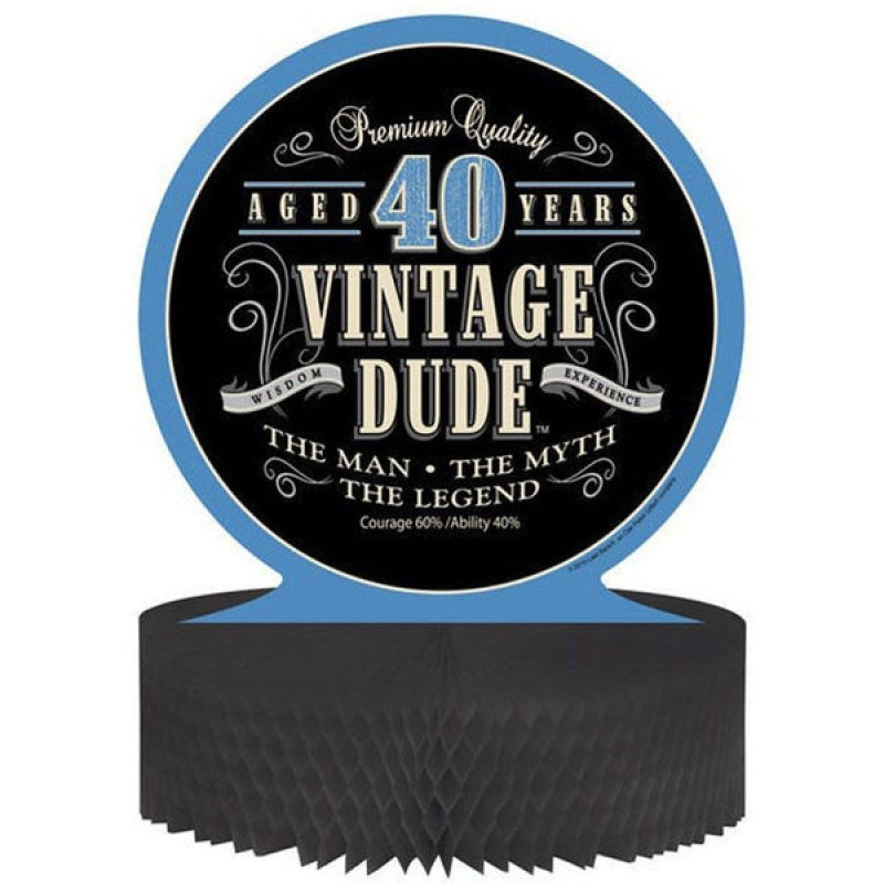 Vintage Dude 40th Birthday Center Piece Honeycomb