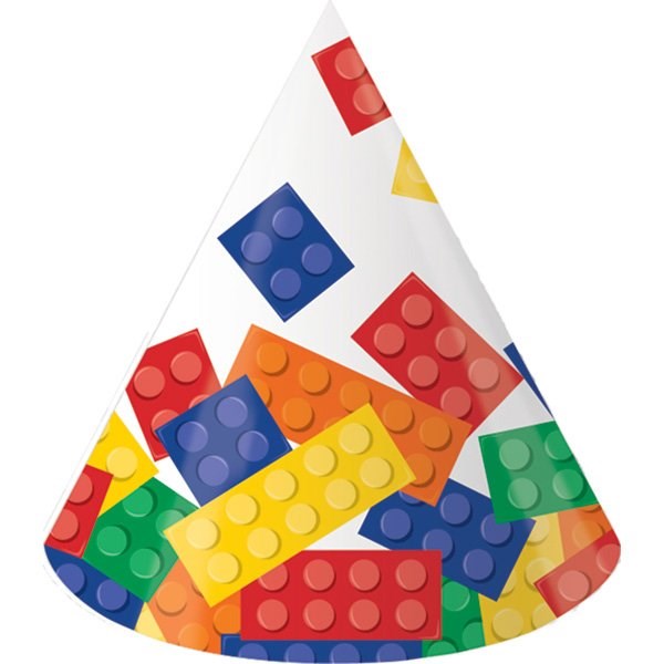 Amscan Lego Block Party Cone Shaped Party Hats (PK8)