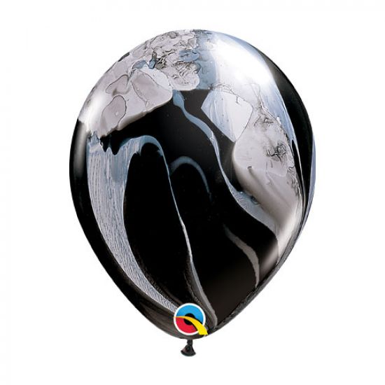 Qualatex Black and White Marble Super agate regular Latex Balloon