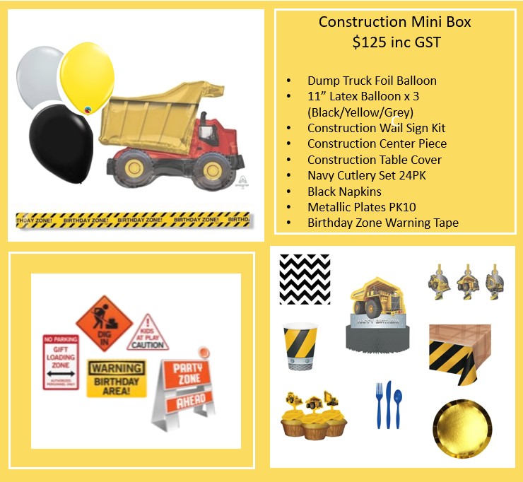 MeriMeri Construciton Mini Box with assorted Construction party ware