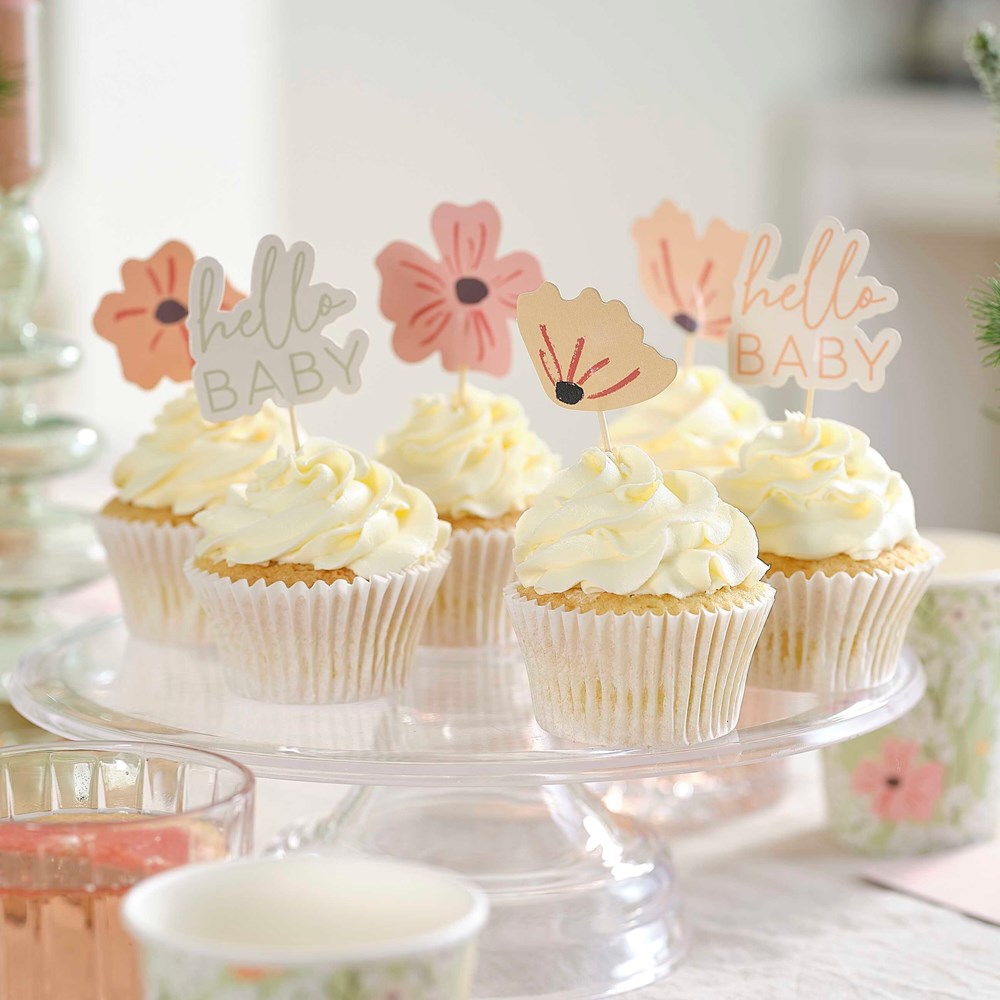 Floral Baby Shower Cupcake Topper (PC12)