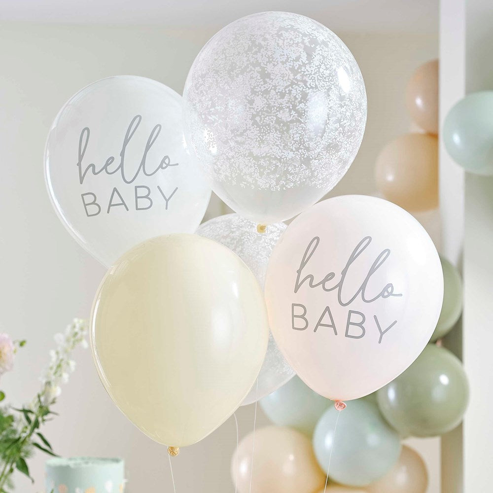 Hello Baby Floral Baby Shower Balloon Bundle (PK5)