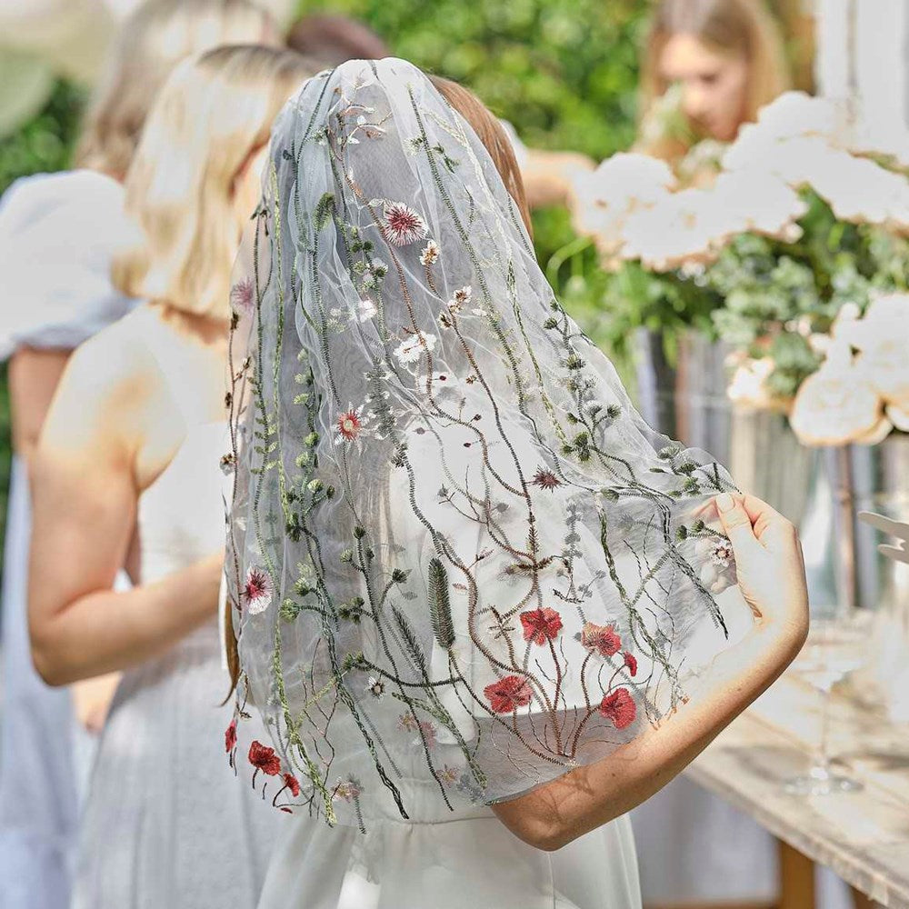 New Embroidered Floral Hen Party Veil