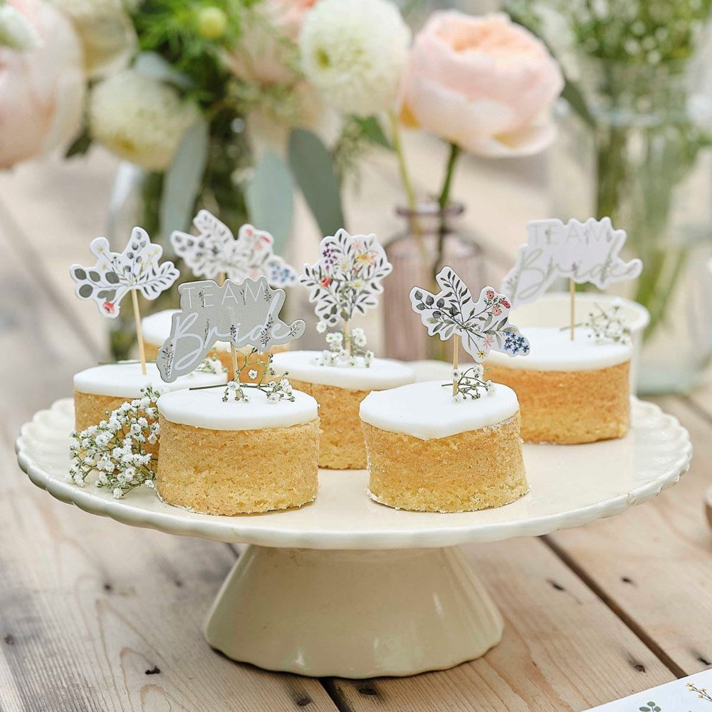 Floral Bridal Cupcake Topper (PC12)