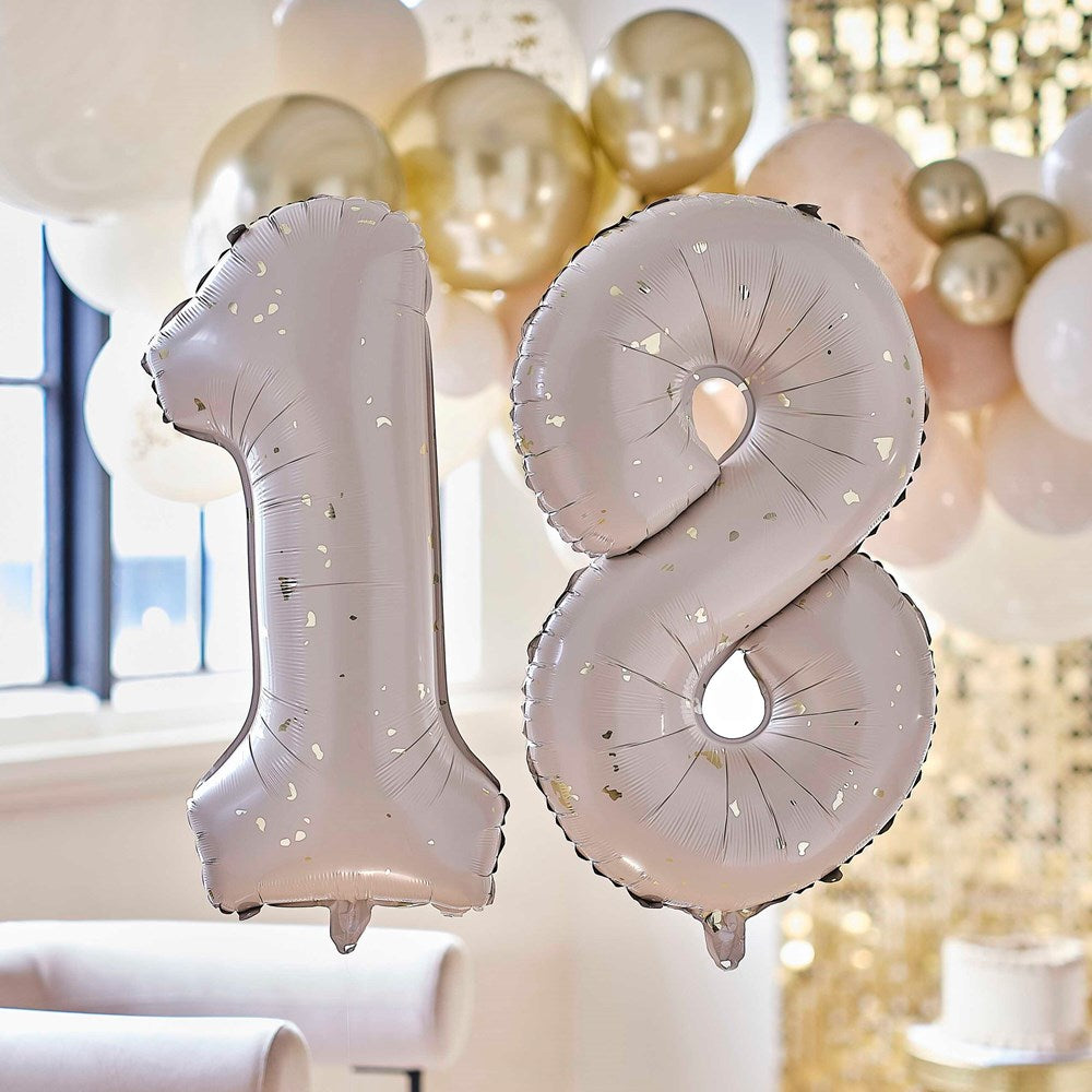 Nude & Gold 18th Milestone Birthday Foil Balloon Bundle