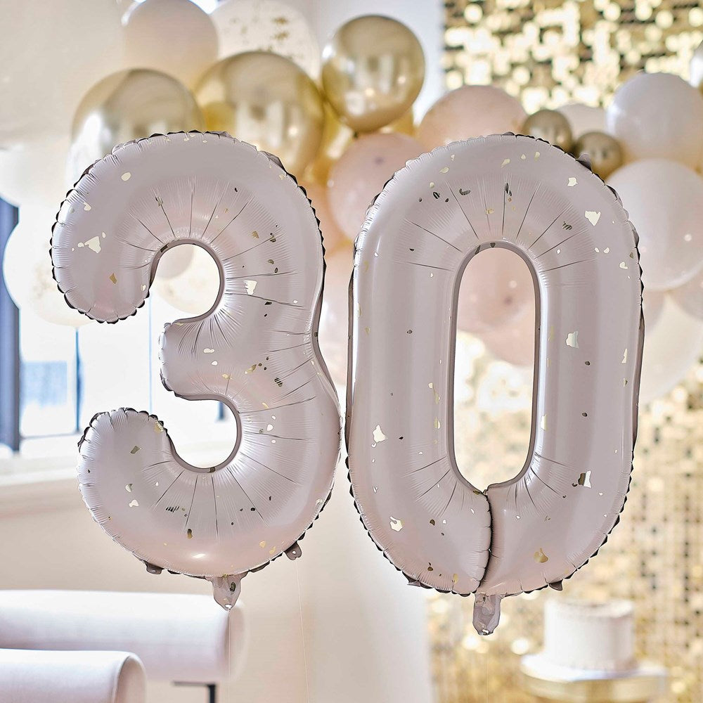 Nude & Gold 30th Milestone Birthday Foil Balloon Bundle