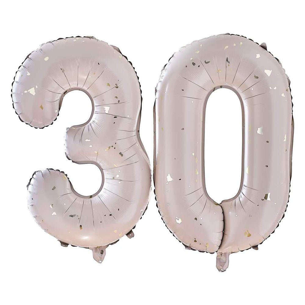Nude & Gold 30th Milestone Birthday Foil Balloon Bundle
