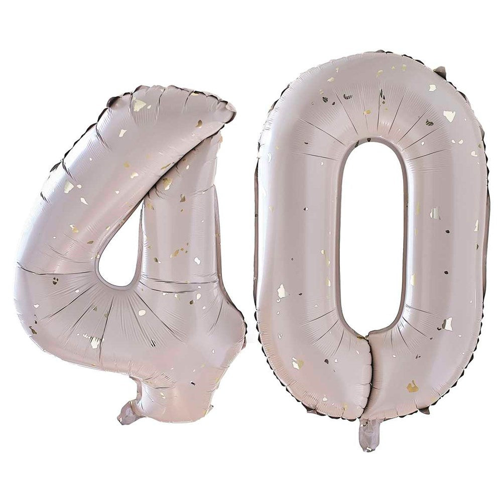 Nude & Gold 40th Milestone Birthday Foil Balloon Bundle