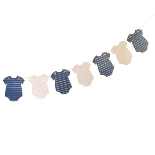 Ginger Ray Gender Reveal Gold Foiled Pink and Navy Baby Grow Bunting