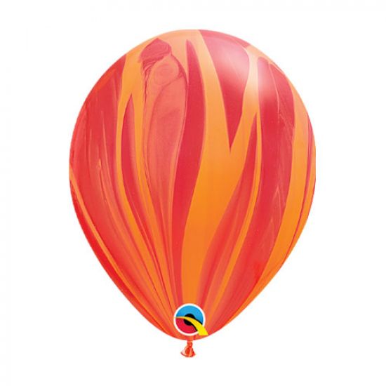 Qualatex Red & Orange Marble Super Agate  Regular Size Latex Balloon