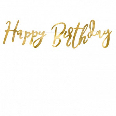 Party Decor Happy Birthday Banner - Gold