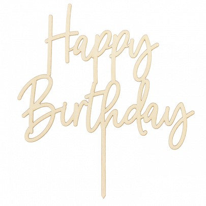Party Decor Happy Birthday Wooden Cake Topper