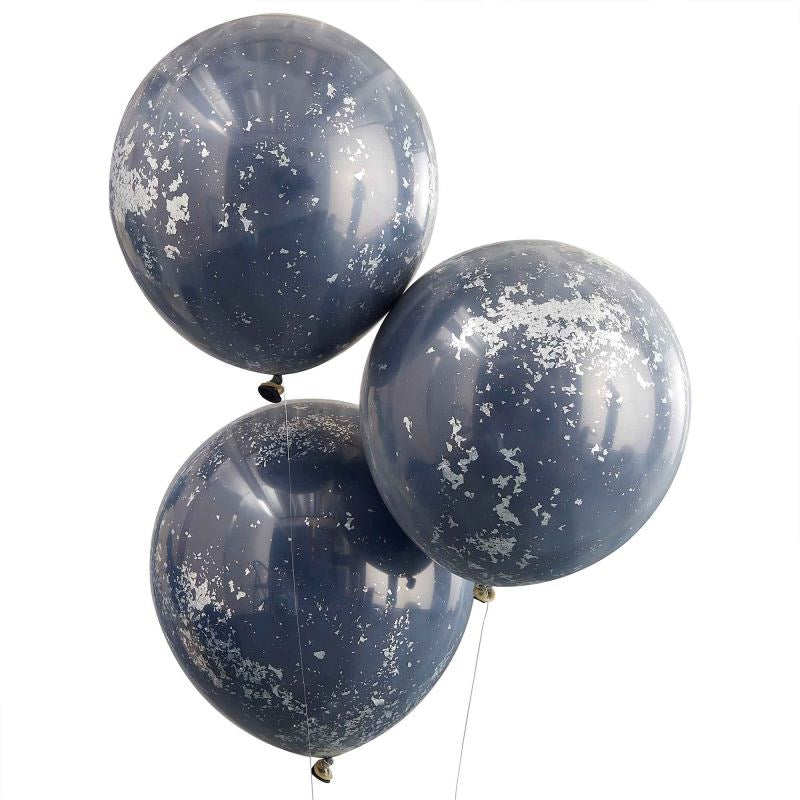 Mix It Up Navy Silver Double Stuff Large Latex Balloon Pack