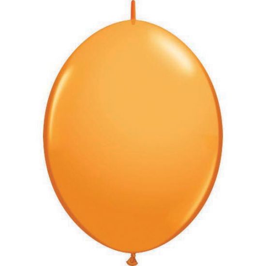 6Qualatex 6" 15cm Standard Mini Orange Mini Quicklink Latex Balloon