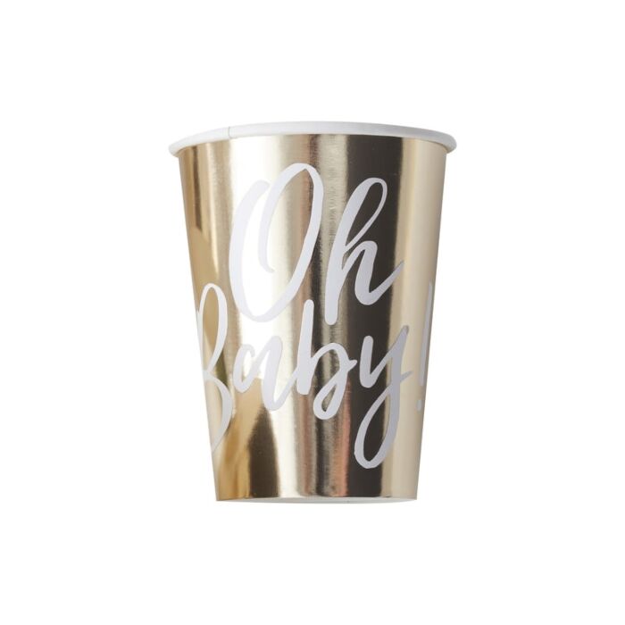 Ginger Ray Oh Baby! Gold Paper Cups