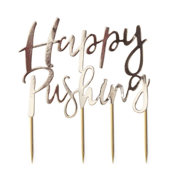 Ginger Ray Happy Pushing - Gold Foil Cake Topper