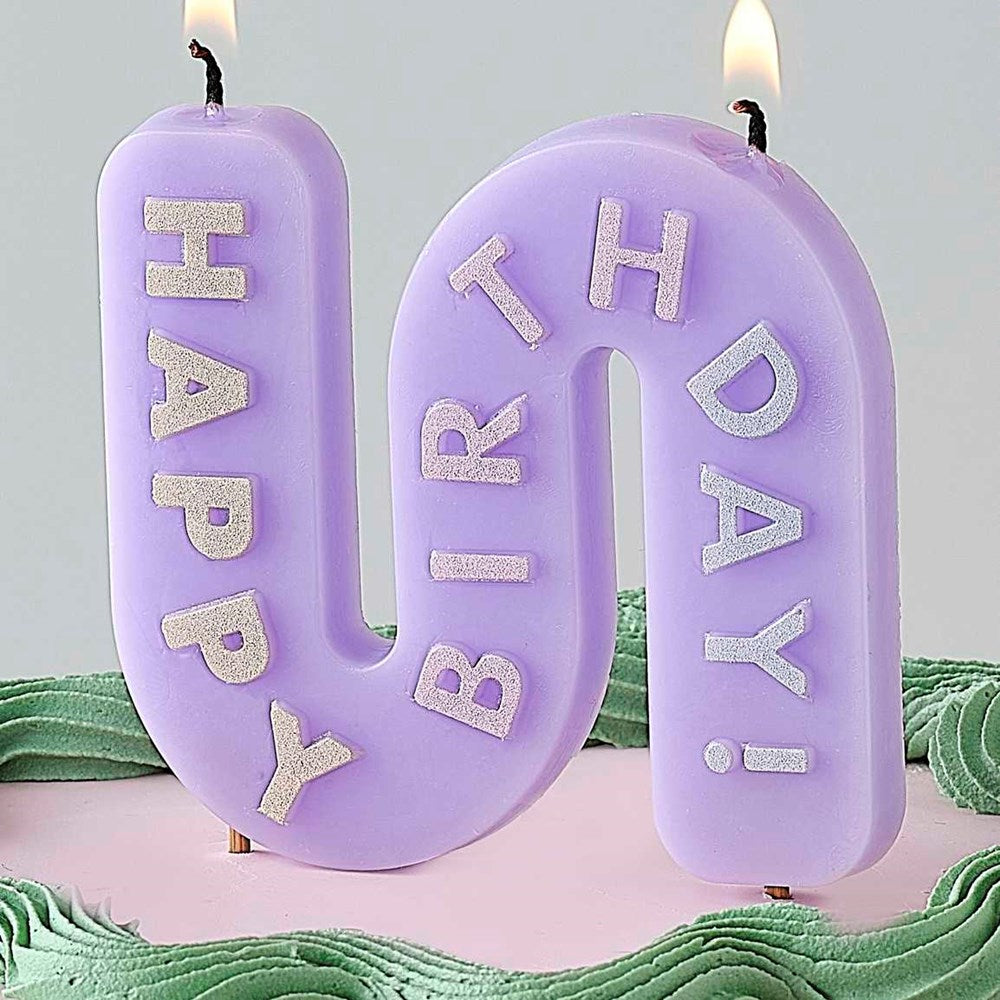 Pastel Wave Happy Birthday Candle