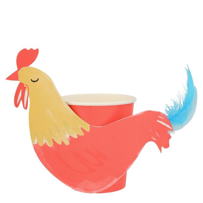 MeriMeri On the Farm Rooster Party Cups (PK8)